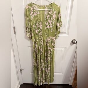 Soft Surroundings Green and Pink Floral Maxi Dress